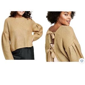 Kika Vargas x Target Gold Shimmer Back Tie Bell Sleeve Pullover Sweater Size 2X